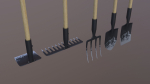 Farm tools PBR shovel fork rake spade hoe
