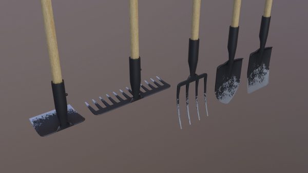 Farm tools PBR shovel fork rake spade hoe