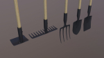 Farm tools PBR shovel fork rake spade hoe