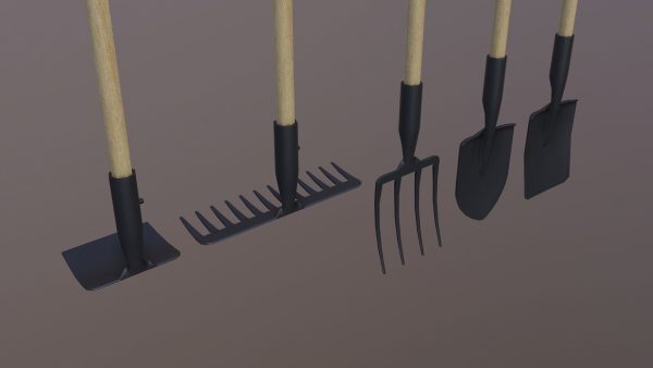 Farm tools PBR shovel fork rake spade hoe