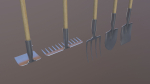 Farm tools PBR shovel fork rake spade hoe