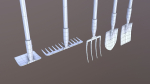 Farm tools PBR shovel fork rake spade hoe