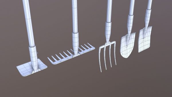 Farm tools PBR shovel fork rake spade hoe