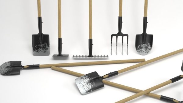 Farm tools PBR shovel fork rake spade hoe