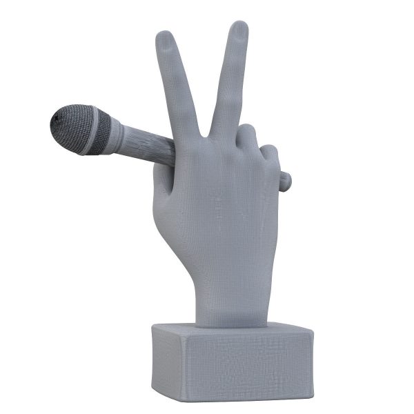 Figurine hand with a microphone