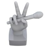 Figurine hand with a microphone