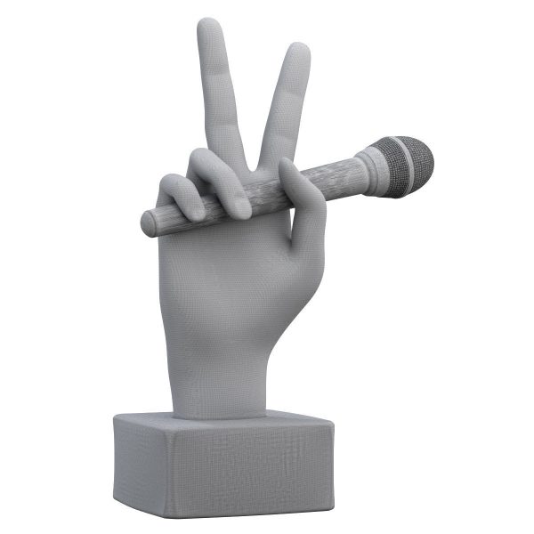 Figurine hand with a microphone