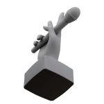 Figurine hand with a microphone