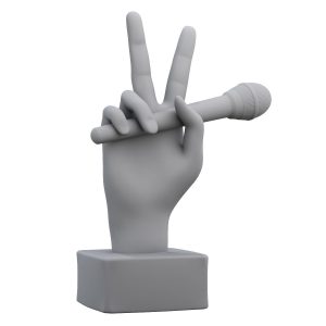 Figurine hand with a microphone