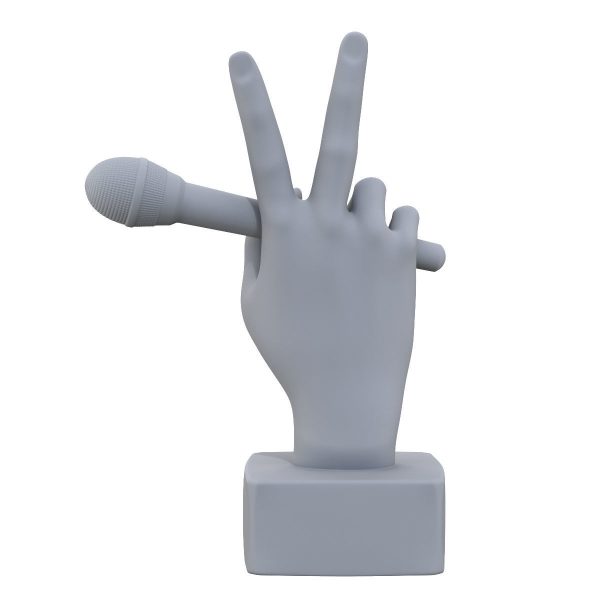 Figurine hand with a microphone