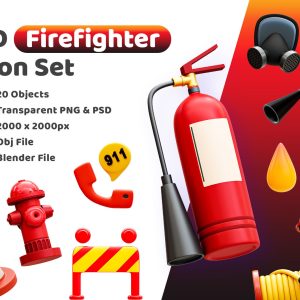 Firefighter Icon Pack 3D Model