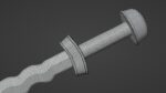 Flamberge sword with Langsax handle