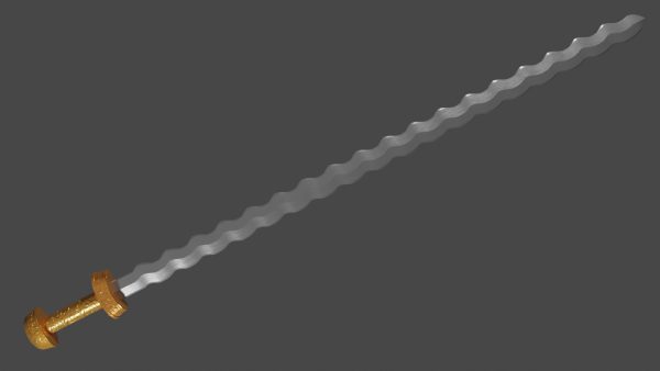 Flamberge sword with Langsax handle