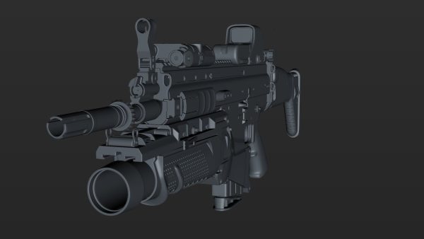 FN SCAR-H 3D Model With Equipments