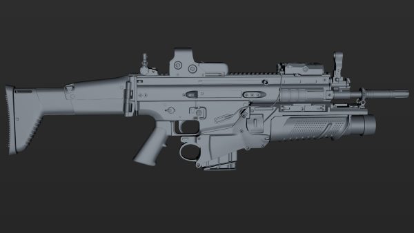 FN SCAR-H 3D Model With Equipments