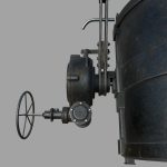 Foundry metal bucket hanging on chain