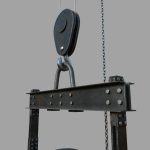Foundry metal bucket hanging on chain