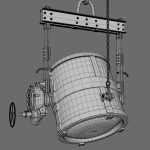 Foundry metal bucket hanging on chain