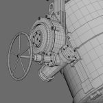 Foundry metal bucket hanging on chain