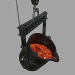 Foundry metal bucket hanging on chain