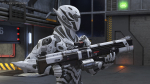 Futuristic Combat Robot with Assault Rifle
