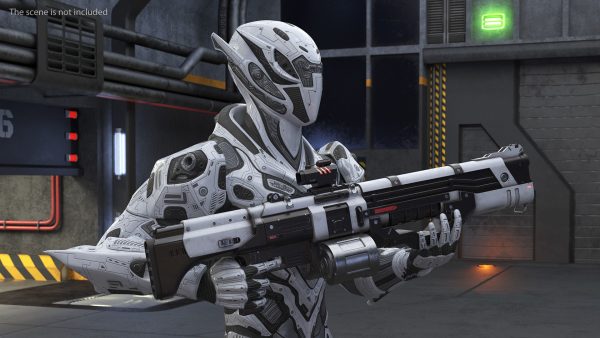 Futuristic Combat Robot with Assault Rifle