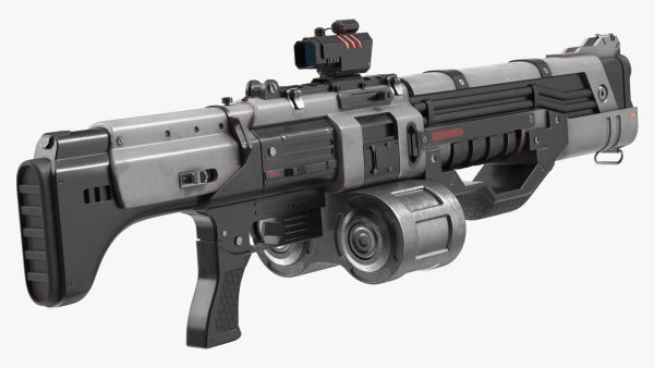 Futuristic Combat Robot with Assault Rifle