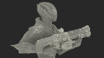 Futuristic Combat Robot with Assault Rifle