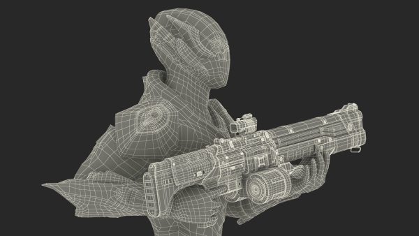 Futuristic Combat Robot with Assault Rifle