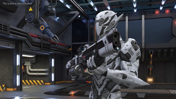 Futuristic Combat Robot with Assault Rifle