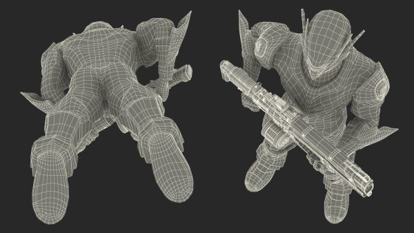 Futuristic Combat Robot with Assault Rifle