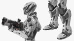 Futuristic Combat Robot with Assault Rifle