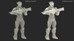 Futuristic Combat Robot with Assault Rifle