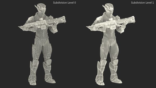 Futuristic Combat Robot with Assault Rifle