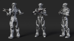 Futuristic Combat Robot with Assault Rifle