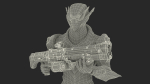 Futuristic Combat Robot with Assault Rifle