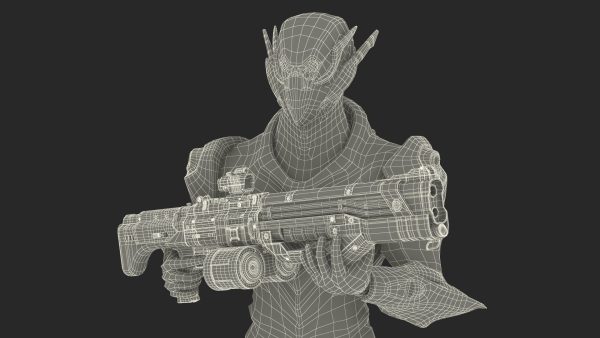 Futuristic Combat Robot with Assault Rifle