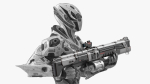 Futuristic Combat Robot with Assault Rifle