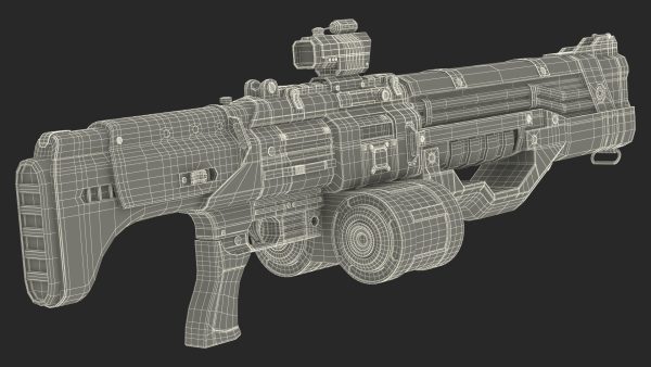 Futuristic Combat Robot with Assault Rifle