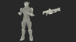 Futuristic Combat Robot with Assault Rifle