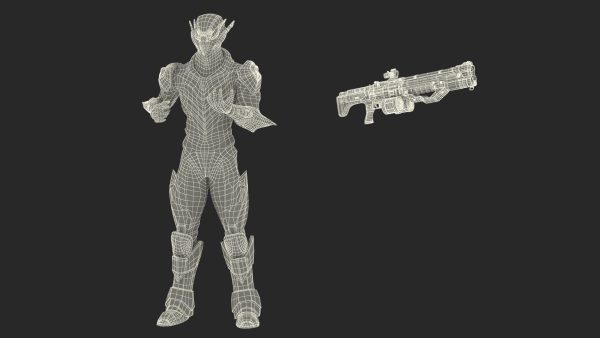 Futuristic Combat Robot with Assault Rifle