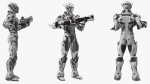 Futuristic Combat Robot with Assault Rifle