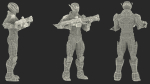 Futuristic Combat Robot with Assault Rifle