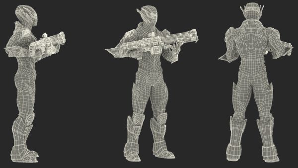 Futuristic Combat Robot with Assault Rifle