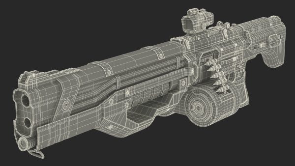 Futuristic Combat Robot with Assault Rifle