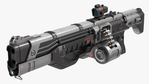Futuristic Combat Robot with Assault Rifle