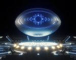 Futuristic Rugby Ball and Stage