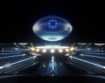 Futuristic Rugby Ball and Stage