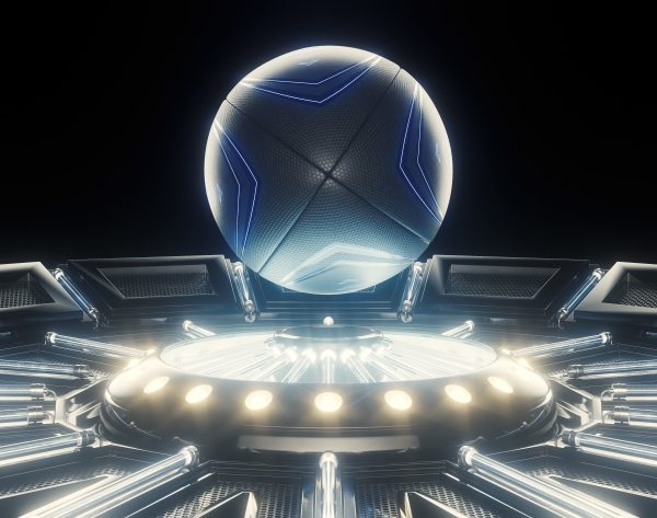 Futuristic Rugby Ball and Stage