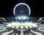 Futuristic Rugby Ball and Stage